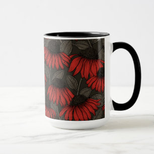 Mug Fleurs rouges sur marron