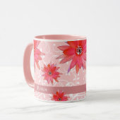 Mug Fleurs rouges Whimsical Feuilles Tourbillonnant Aj (Devant gauche)