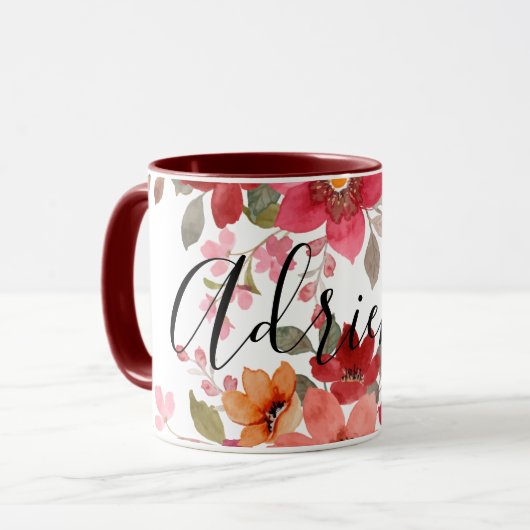 Mug Fleurs rousses rustiques de automne Aquarelle Flor (Devant gauche)