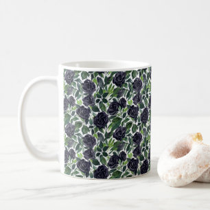 Mug Fleurs sans fin : motif aquarelle de roses noires