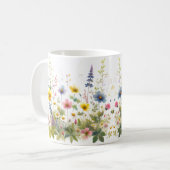 Mug Fleurs sauvages à l'aquarelle jaune fleur bleue  (Devant gauche)
