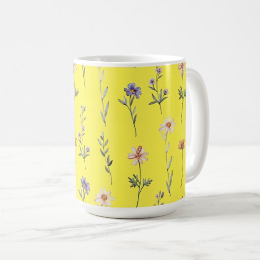Mug Fleurs sauvages aquarelle (Devant droit)