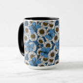 Mug Fleurs sauvages blanches et papillons bleus (Devant gauche)