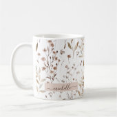 Mug Fleurs sauvages brunes délicates monogramme Feuill (Gauche)