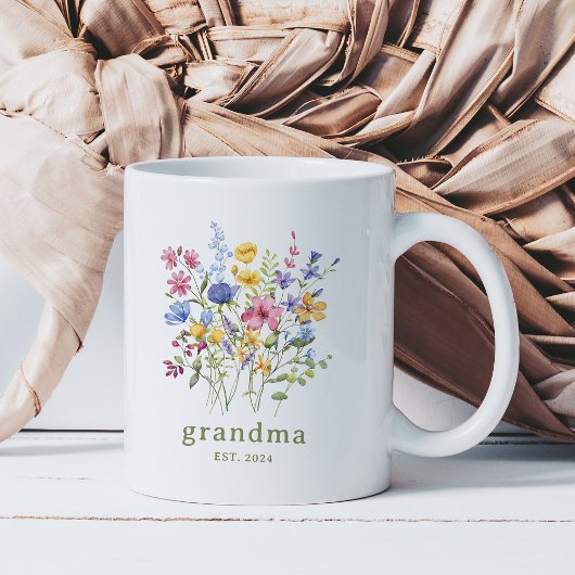 Mug Fleurs sauvages colorés tendance | Grand-mère