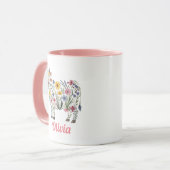 Mug Fleurs sauvages d'aquarelle en forme de Vache mign (Devant gauche)