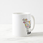 Mug Fleurs sauvages d'aquarelle en forme de Vache mign (Devant droit)