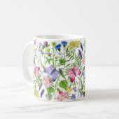 Mug Fleurs sauvages d'aquarelle et papillons colorés (Devant gauche)