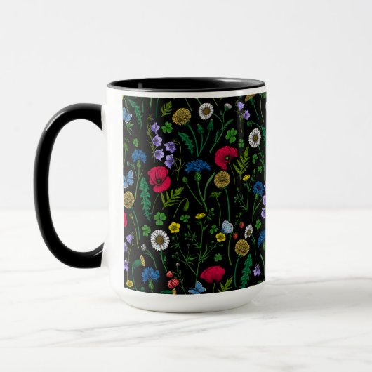 Mug Fleurs sauvages en noir (Gauche)