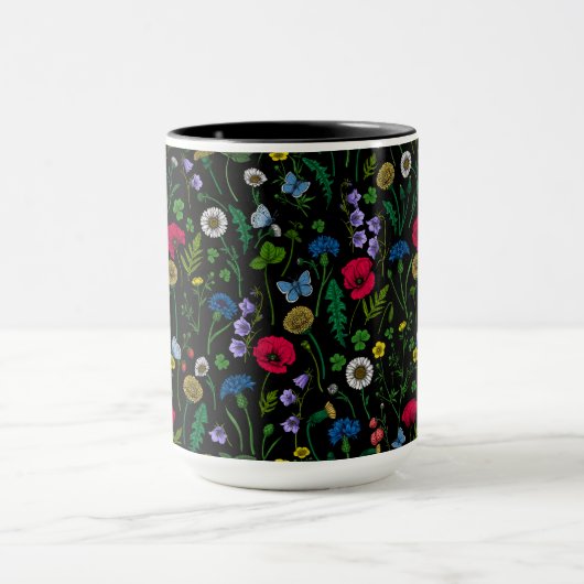 Mug Fleurs sauvages en noir (Centre)