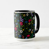 Mug Fleurs sauvages en noir (Devant droit)