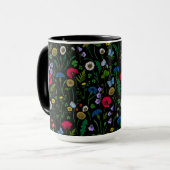 Mug Fleurs sauvages en noir (Devant gauche)