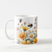 Mug Fleurs sauvages et Abeilles de miel Aquarelle (Gauche)