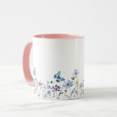Mug Fleurs sauvages et papillons bordure (Devant gauche)