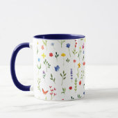 Mug Fleurs sauvages et papillons Motif aquarelle (Gauche)