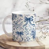 Fleurs sauvages et vaches Vintages bleus et blancs