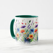 Mug Fleurs sauvages Floral Aquarelle Boho Cadeau pour (Devant gauche)