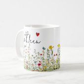 Mug Fleurs sauvages personnalisées, Cadeau d'anniv (Devant gauche)