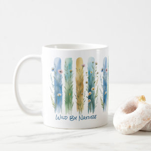 Mug Fleurs sauvages personnalisés pinceau Bleu vert
