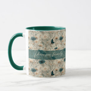 Mug Fleurs sauvages printanières vintage & papillon po