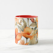 Mug Fleurs sauvages rouges Aquarelle Art (Centre)