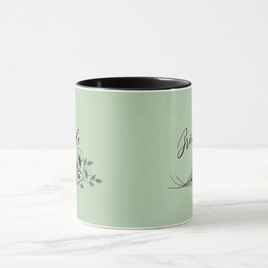 Mug Fleurs Sauvages Sage Doodles de Mariée  (Centre)