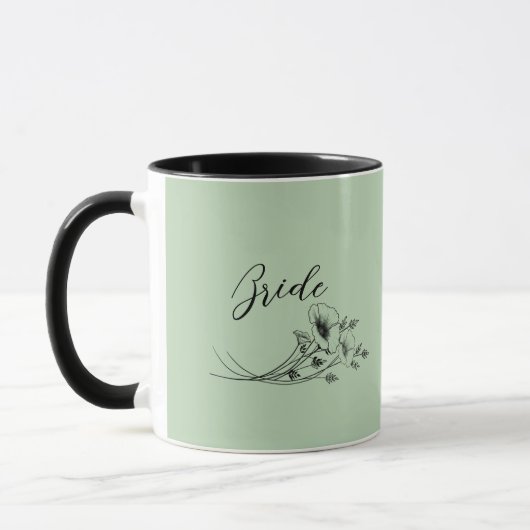 Mug Fleurs Sauvages Sage Doodles de Mariée  (Gauche)