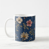 Mug Fleurs sauvages simples brodées sur fond de denim (Gauche)