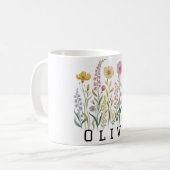 Mug Fleurs sauvages simples, élégantes, mignonnes et f (Devant gauche)