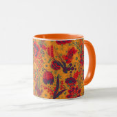 MUG FLEURS SAUVAGES TULIPES ORANGE JAUNE, FEUILLES FLO (Devant droit)