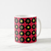 Mug Fleurs scandinaves Noir Rouge (Devant droit)