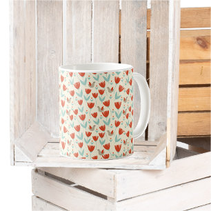 Mug Fleurs scandinaves simples et Motif d'oiseaux