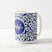 Mug Fleurs Tropical Vibe sur fond bleu  (Devant droit)