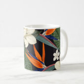 Mug Fleurs tropicales, arrière - plan foncé, sans cout (Devant droit)