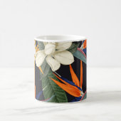Mug Fleurs tropicales, arrière - plan foncé, sans cout (Centre)
