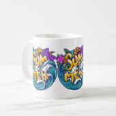 Mug Fleurs tropicales d'été Vagues de l'océan de la pl (Devant gauche)