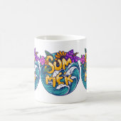 Mug Fleurs tropicales d'été Vagues de l'océan de la pl (Centre)