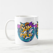 Mug Fleurs tropicales d'été Vagues de l'océan de la pl (Gauche)