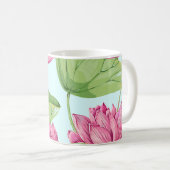 Mug Fleurs tropicales, feuilles, lotus roses, nénuphar (Devant droit)