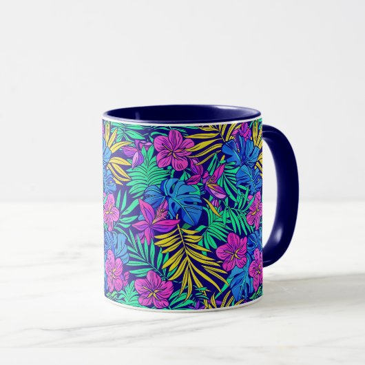 Mug Fleurs tropicales lumineuses (Devant droit)