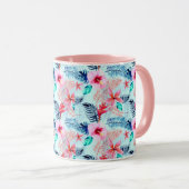 Mug Fleurs tropicales roses (Devant droit)