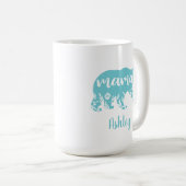 Mug Fleurs turquoise de l'ours de maman (Devant droit)