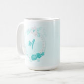 Mug fleurs turquoise romantiques (Devant gauche)