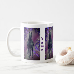 Mug Fleurs Unicorne Noire Imaginaire personnalisé