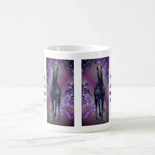 Mug Fleurs Unicorne Noire Imaginaire personnalisé (Centre)