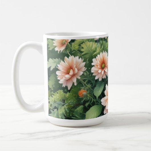 Mug Fleurs Verdure Elégante Aquarelle (Gauche)