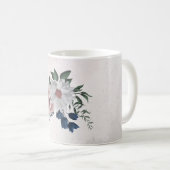 Mug Fleurs verdure rose blanc marine romantiques (Devant droit)