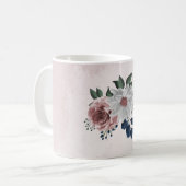 Mug Fleurs verdure rose blanc marine romantiques (Devant gauche)
