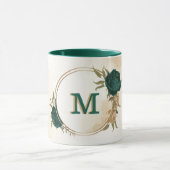 Mug fleurs vert émeraude et or beige  (Centre)