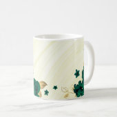 Mug fleurs vert émeraude feuilles or marbre (Devant droit)